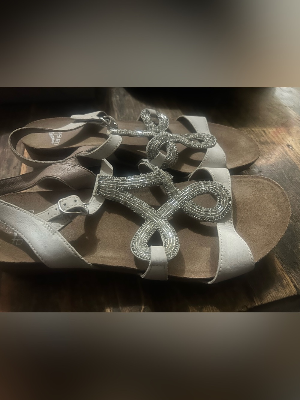 Dansko Reeta ivory Sandal 6023 Bead Embellished Nubuck Leather Size 41 10.5-11